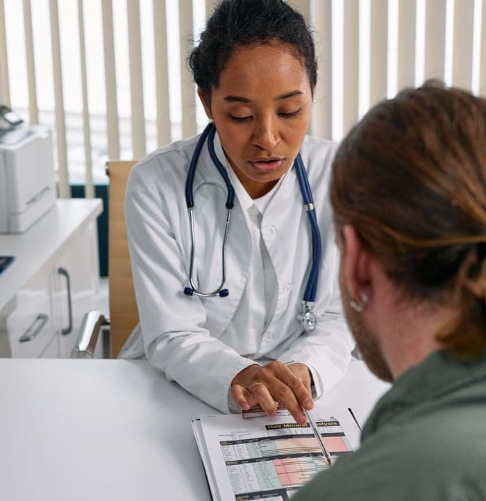 Doctor going over results with a patient